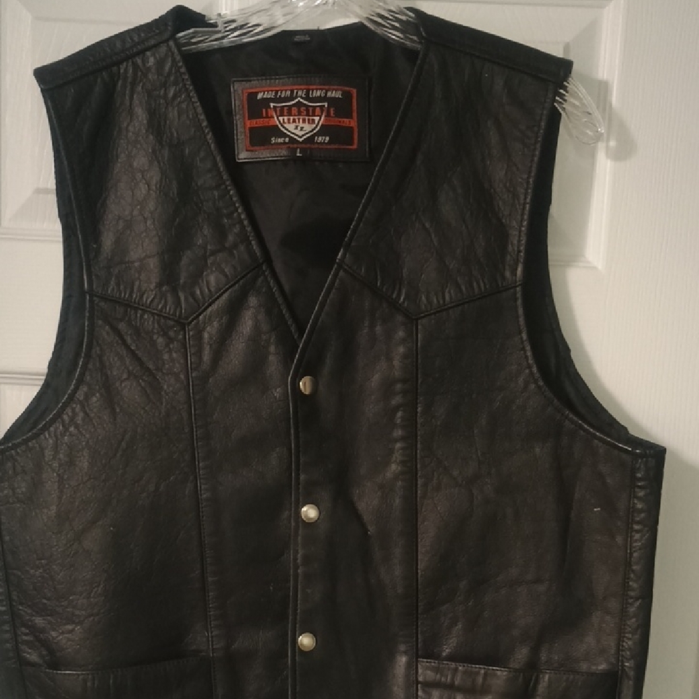 Interstate Leather Vintage Patriotic Leather Motorcycle vest
